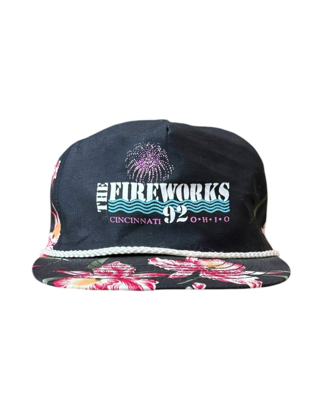 ‘92 Vintage Cincinnati Fireworks SnapBack Hat Cap Tropical Hibiscus Ohio